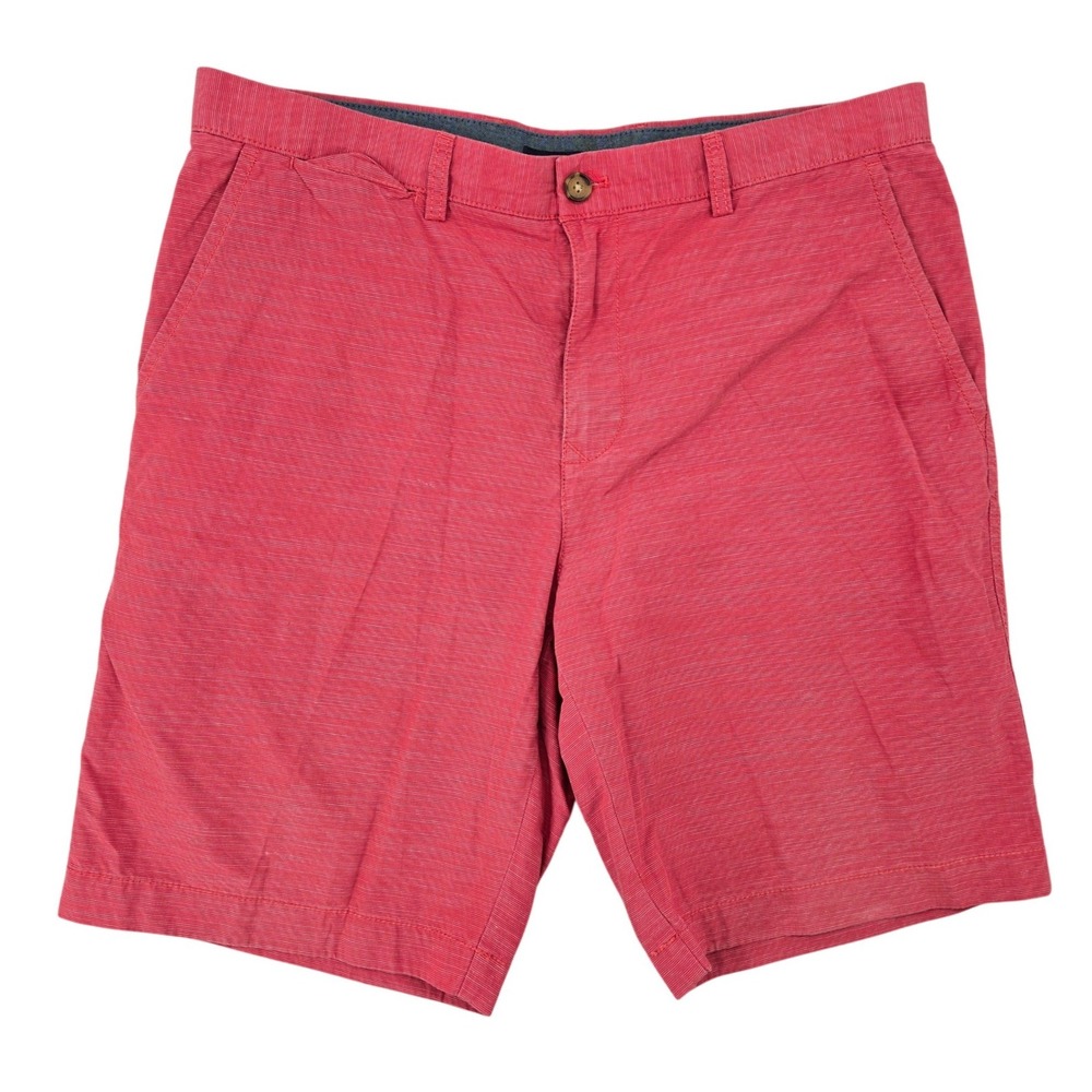 Tommy Hilfiger 36 Chino Shorts Mens Red Micro-Stripe Preppy Classic Fit